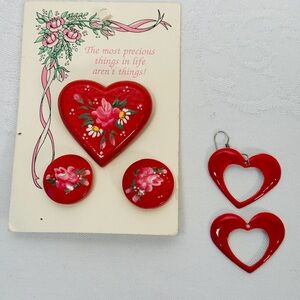 Vintage Red Heart Earrings